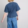 Blusa de manga corta ajustada de mezclilla de algodón para pantalones cortos