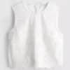 Blusa de manga corta de algodón bordada