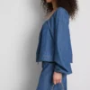 Blusa de mezclilla con mangas abullonadas de Paula Echevarría