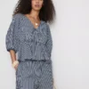 Blusa de Paula Echevarría con mangas abullonadas y rayas de seersucker