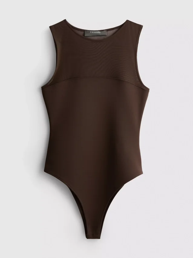 Body sin mangas con inserciones de malla