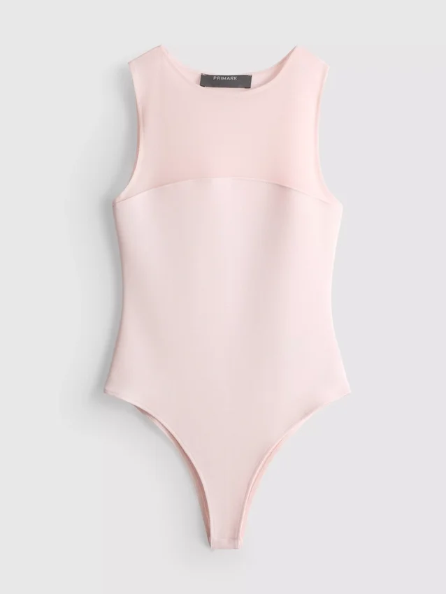 Body sin mangas con inserciones de malla