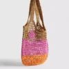 Bolsa de paja con estampado de flores