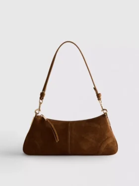 Bolso de hombro de gamuza sintética