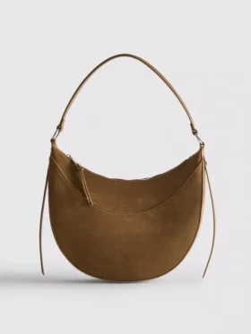 Bolso de hombro tipo luna de gamuza sintética