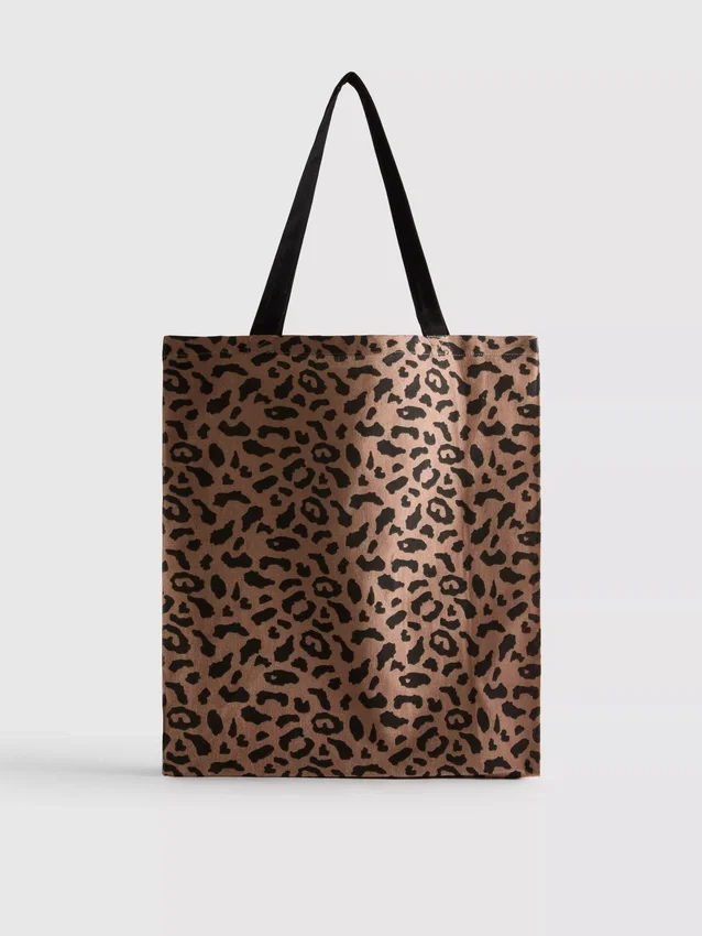 Bolso de lona con estampado de leopardo