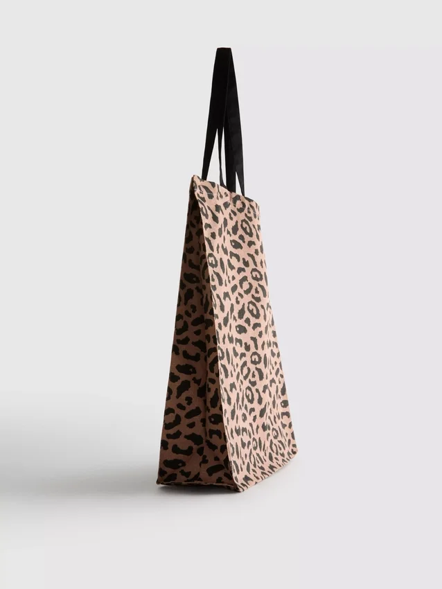 Bolso de lona con estampado de leopardo