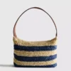 Bolso de rafia a rayas con correas para el hombro