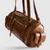 Bolso tipo bombín de imitación de cuero con efecto desgastado