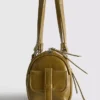 Bolso tipo bombín de imitación de cuero con efecto desgastado