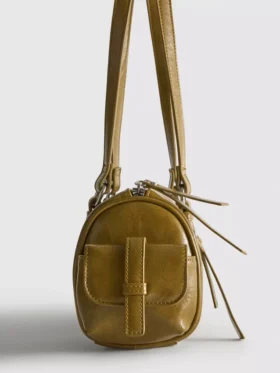 Bolso tipo bombín de imitación de cuero con efecto desgastado