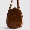 Bolso tipo bombín de imitación de cuero con efecto desgastado
