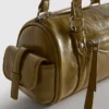 Bolso tipo bombín de imitación de cuero con efecto desgastado