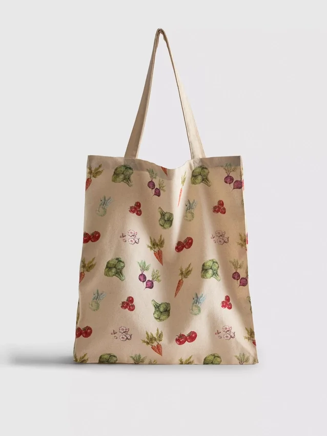 Bolso tipo tote con estampado vegetal