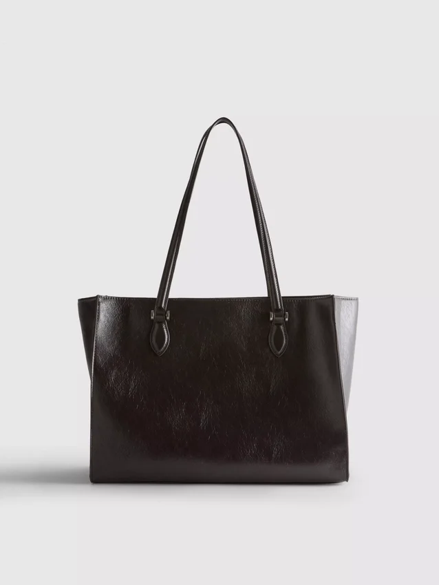 Bolso tipo tote de imitación de cuero con efecto craquelado