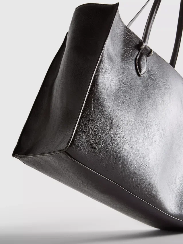 Bolso tipo tote de imitación de cuero con efecto craquelado