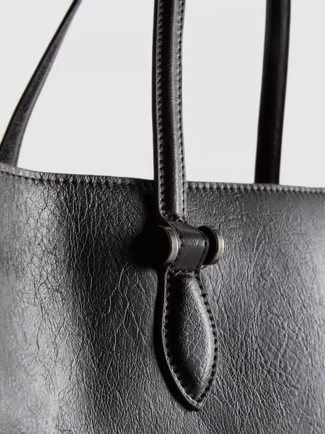 Bolso tipo tote de imitación de cuero con efecto craquelado