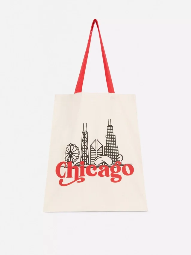 Bolso tipo tote urbano con diseño gráfico de algodón