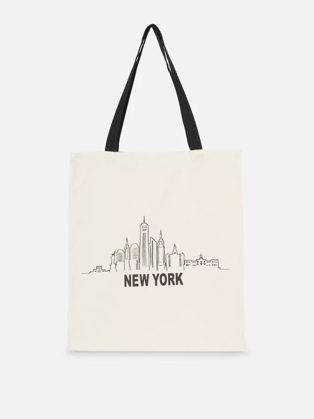Bolso tipo tote urbano con diseño gráfico de algodón