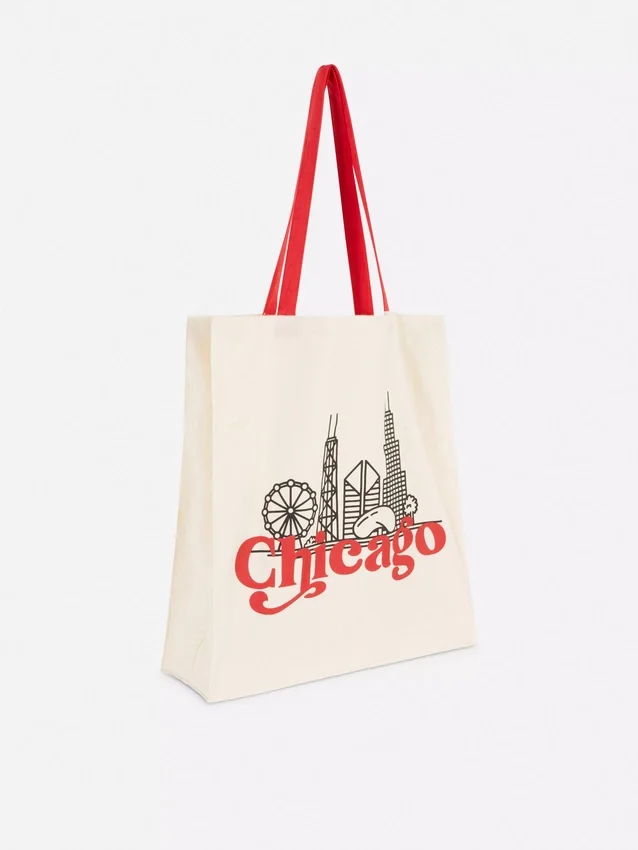 Bolso tipo tote urbano con diseño gráfico de algodón