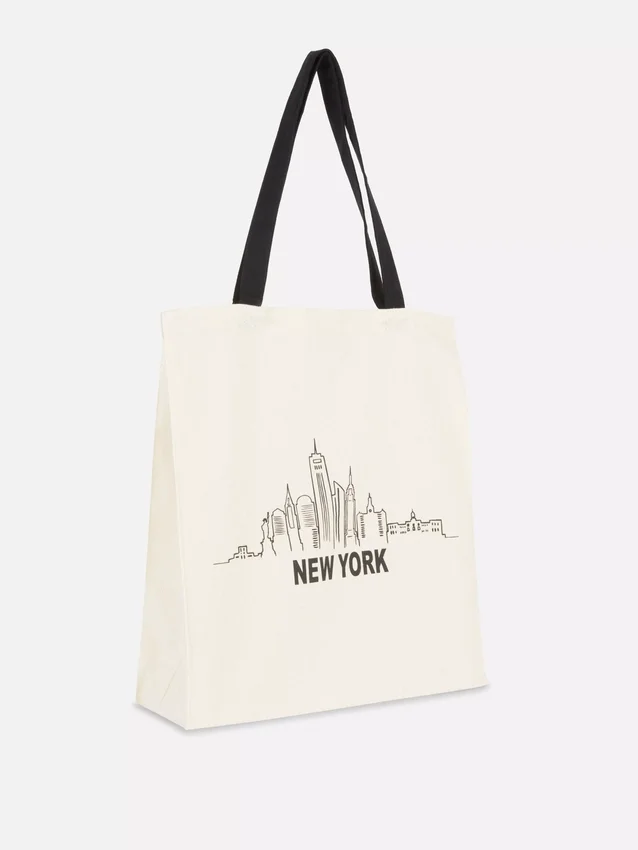 Bolso tipo tote urbano con diseño gráfico de algodón