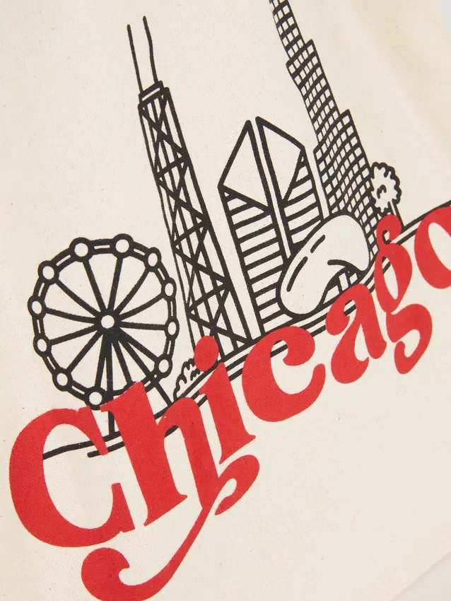 Bolso tipo tote urbano con diseño gráfico de algodón