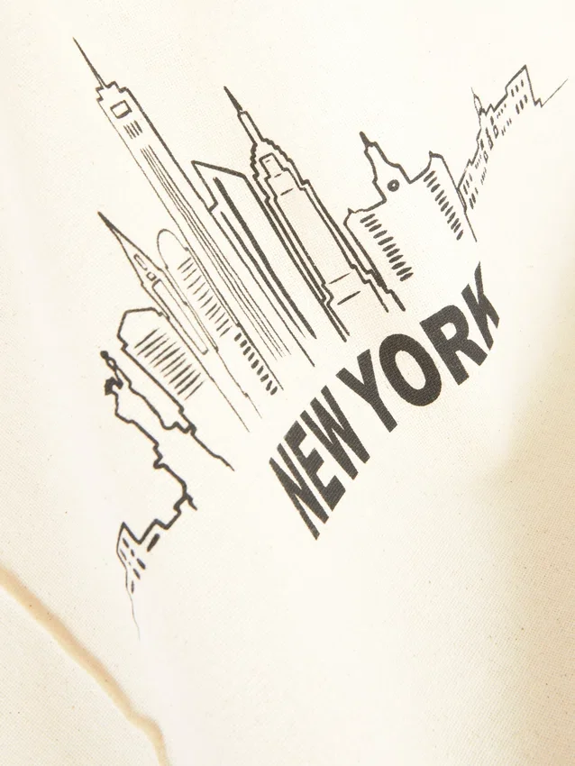 Bolso tipo tote urbano con diseño gráfico de algodón