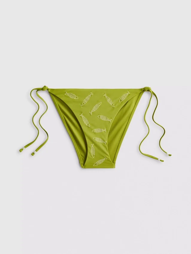 Braguita de bikini con lazos laterales bordados