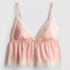 Bralette tipo babydoll de encaje y satén nupcial