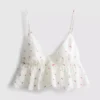 Bralette vaporoso con ribete de encaje color cereza