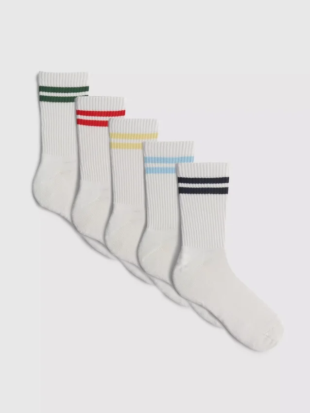 Calcetines de caña media a rayas, paquete de 5