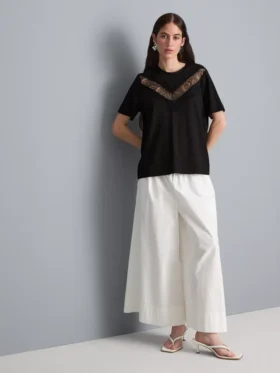 Camisa con inserto de encaje