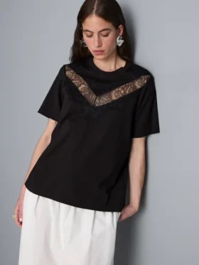 Camisa con inserto de encaje
