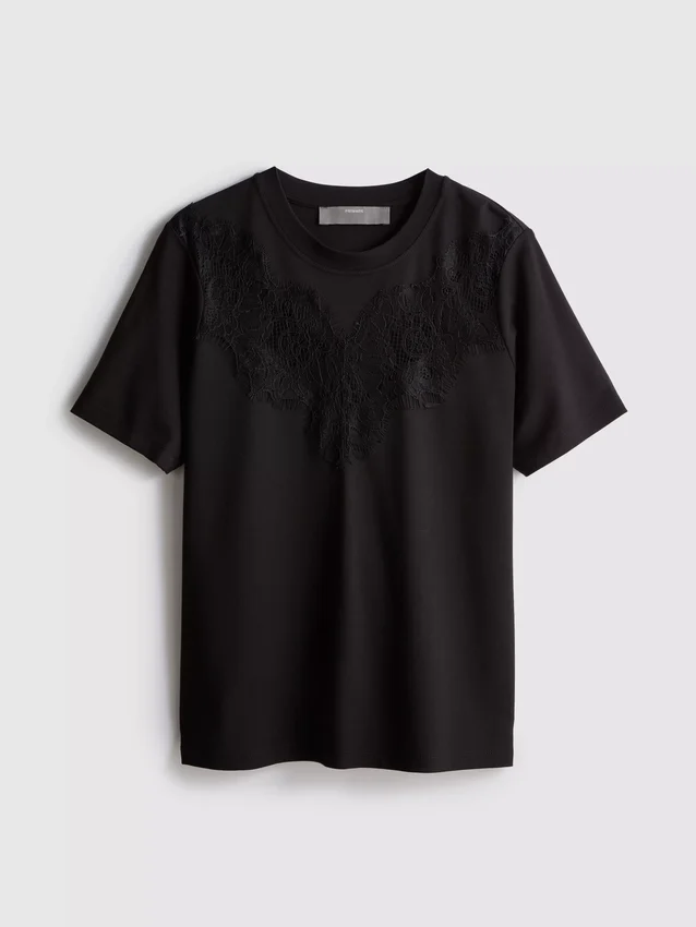 Camisa con inserto de encaje