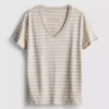 Camisa de algodón a rayas con cuello en V