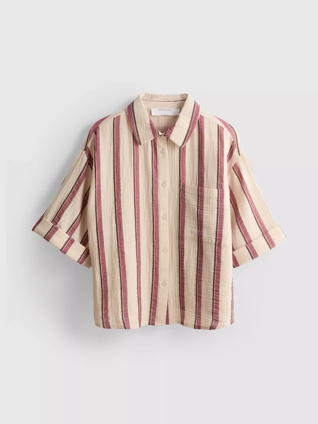 Camisa de algodón a rayas de corte holgado