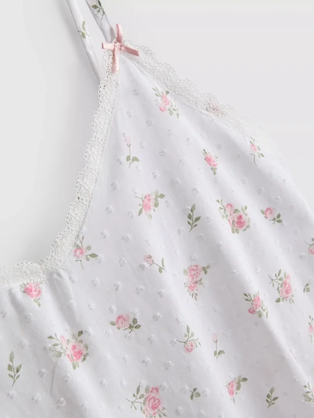 Camisa de algodón con estampado floral en tejido dobby