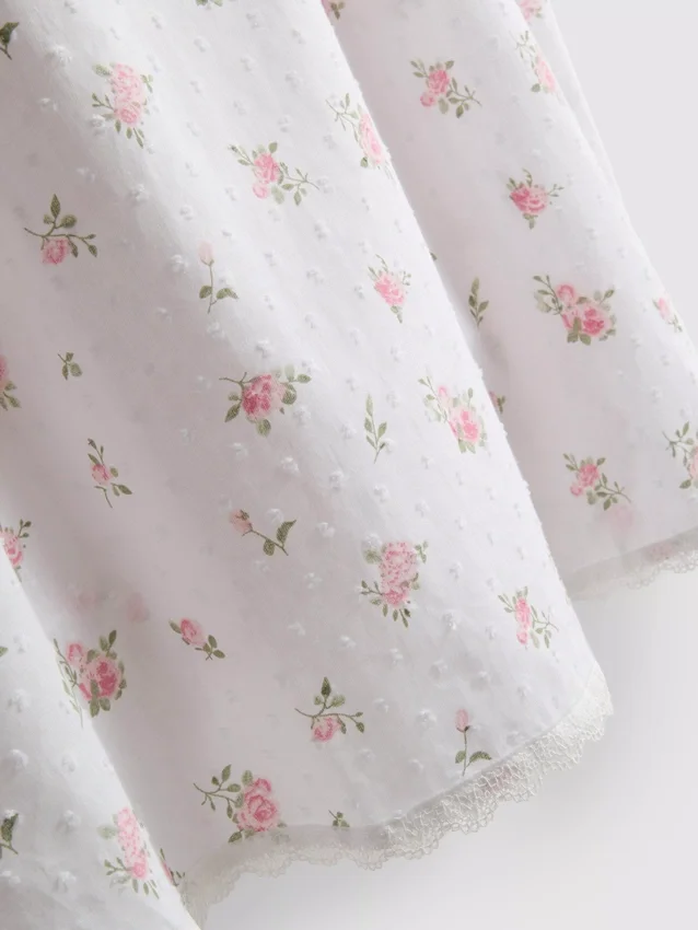 Camisa de algodón con estampado floral en tejido dobby