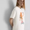Camisa de algodón con forma de croissant, con motivos de volantes y corazones rotos