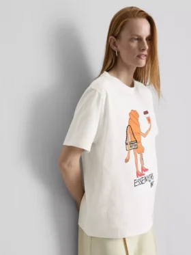 Camisa de algodón con forma de croissant, con motivos de volantes y corazones rotos