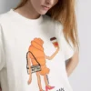 Camisa de algodón con forma de croissant, con motivos de volantes y corazones rotos