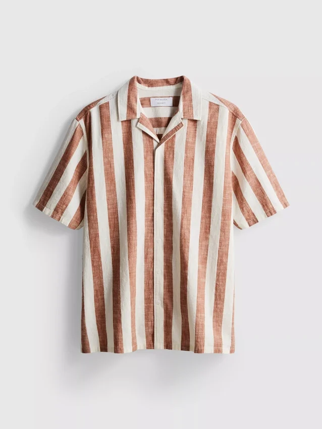 Camisa de cuello rever a rayas