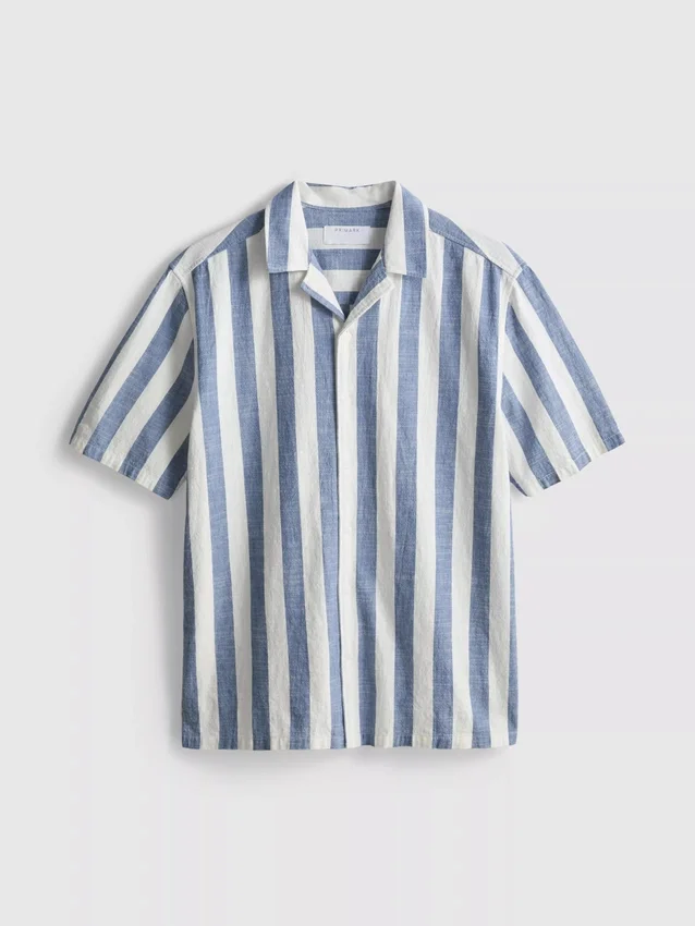 Camisa de cuello rever a rayas