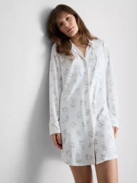 Camisa de dormir holgada estilo boyfriend con estampado