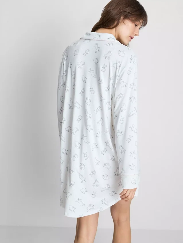 Camisa de dormir holgada estilo boyfriend con estampado