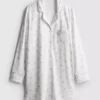 Camisa de dormir holgada estilo boyfriend con estampado