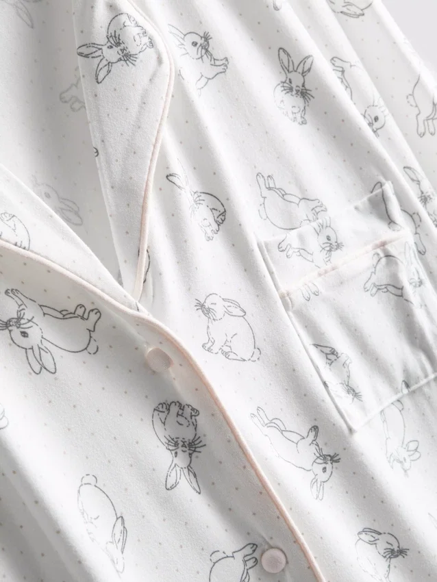 Camisa de dormir holgada estilo boyfriend con estampado