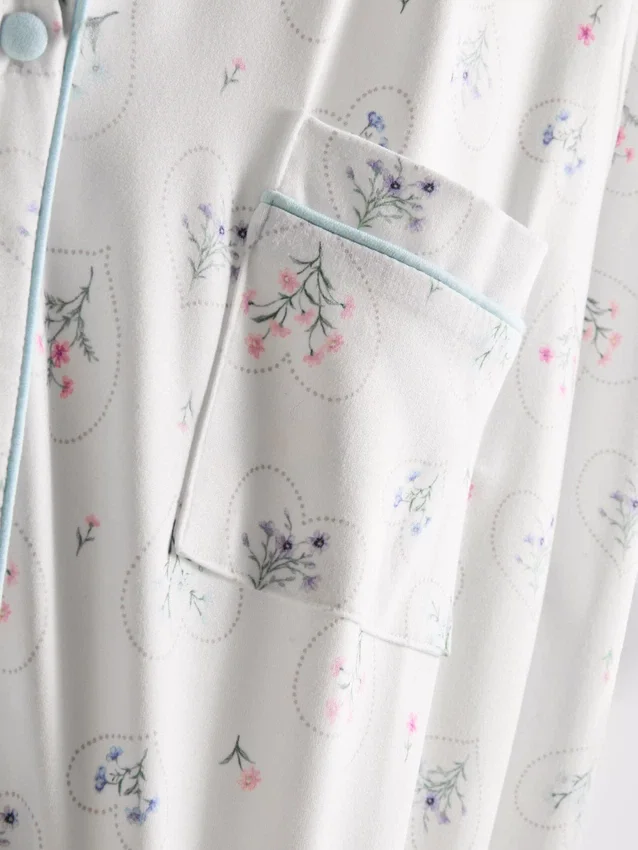 Camisa de dormir holgada estilo boyfriend con estampado