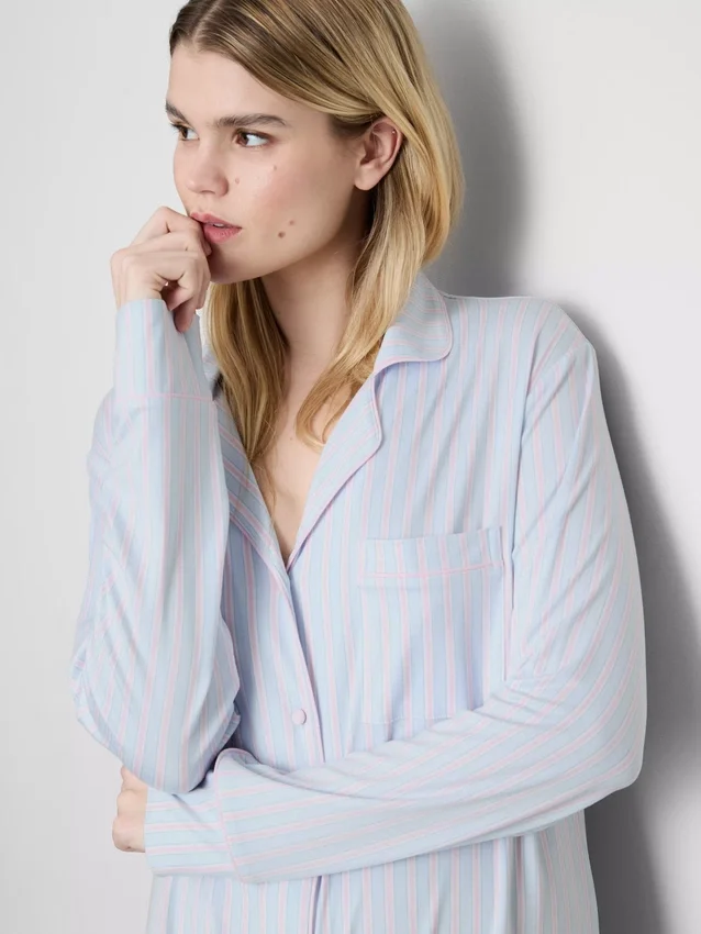 Camisa de dormir oversize a rayas estilo boyfriend
