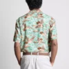 Camisa de pantalón corto con botones y estampado de pájaros